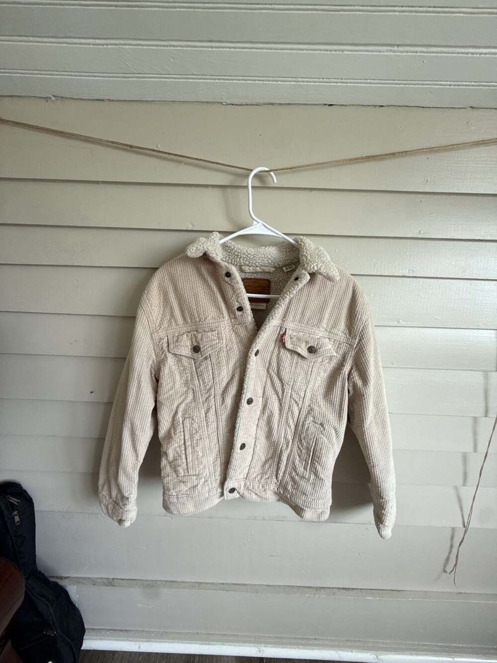 Levi's Premium Sherpa Corduroy Trucker Jacket Beige Cream Size Small